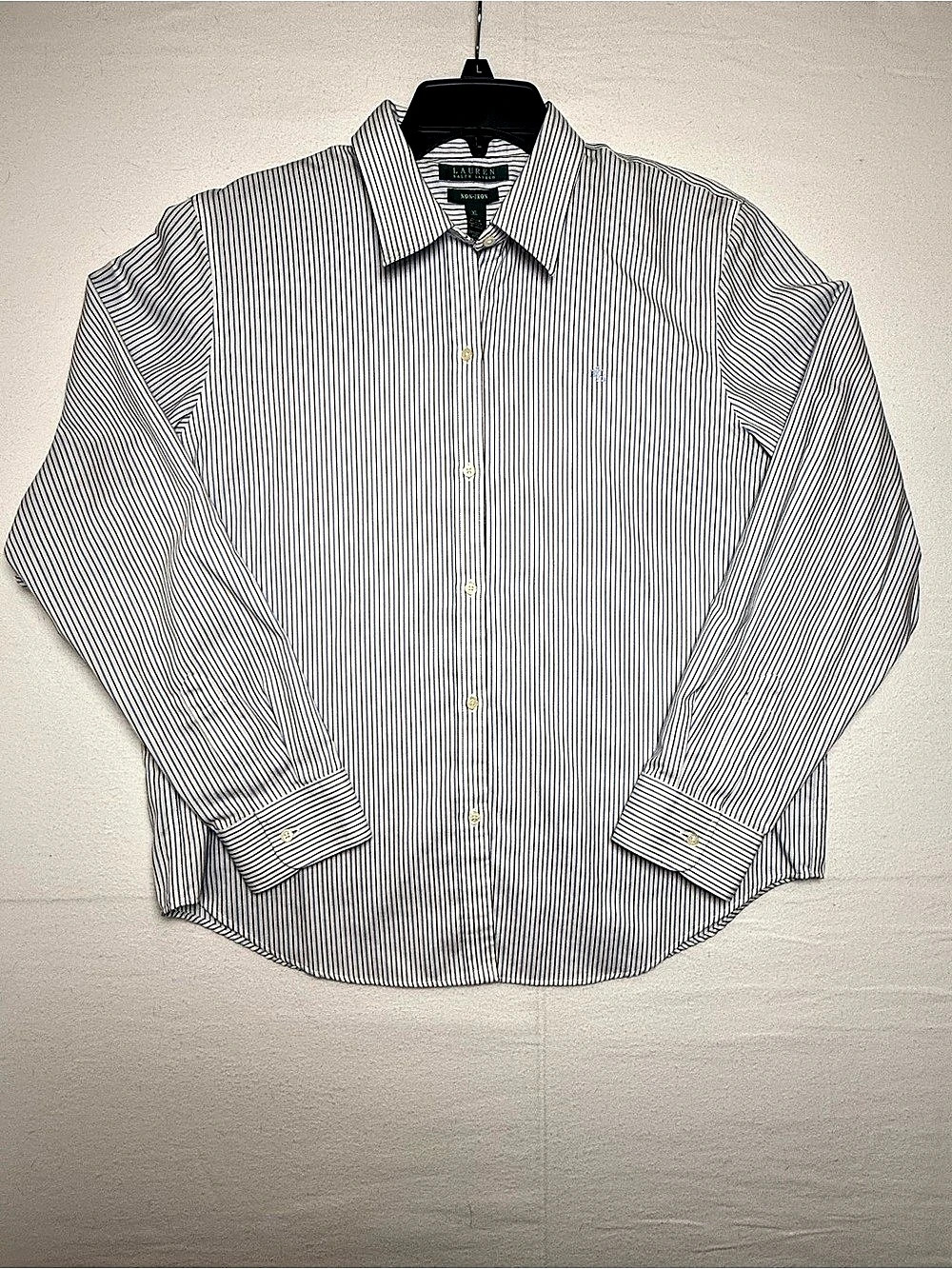 Lauren Ralph Lauren Womens Blue Striped Cotton Shirt XL Like New